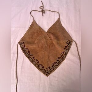 Passport Tan Suede Embroidered Camisole